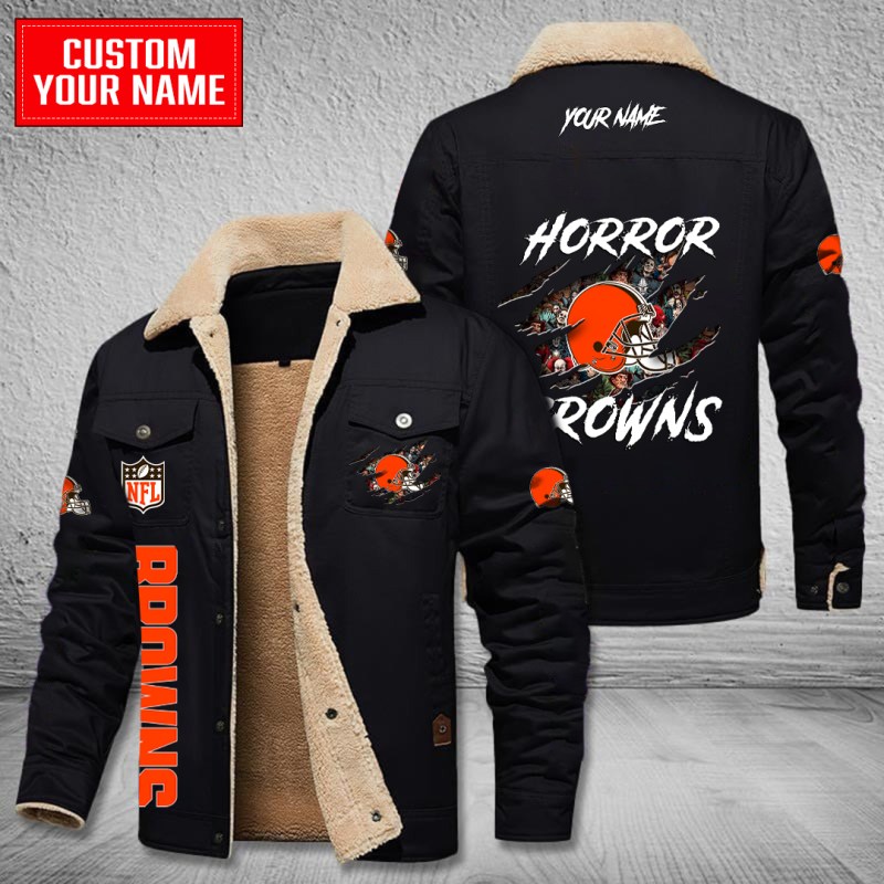 Cleveland Browns Winter Fleece Bomber Jacket Black