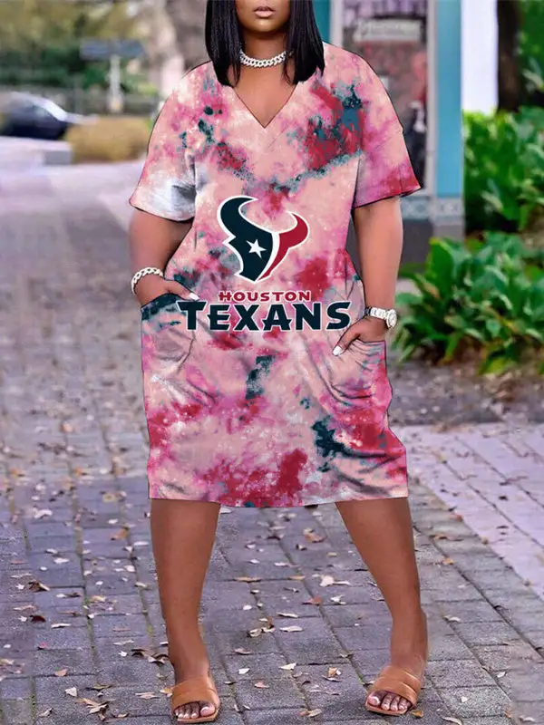 Houston Texans V-neck Casual Pocket Dress
