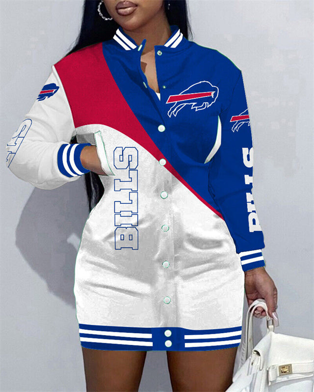 Buffalo Bills Women Button Down Jacket Dress