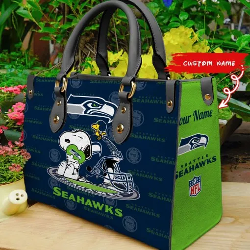 Seattle Seahawks Personalized Leather Hand Bag