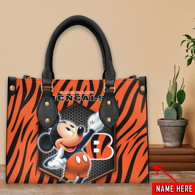 Cincinnati Bengals Leather Personalized Hand Bag BB305