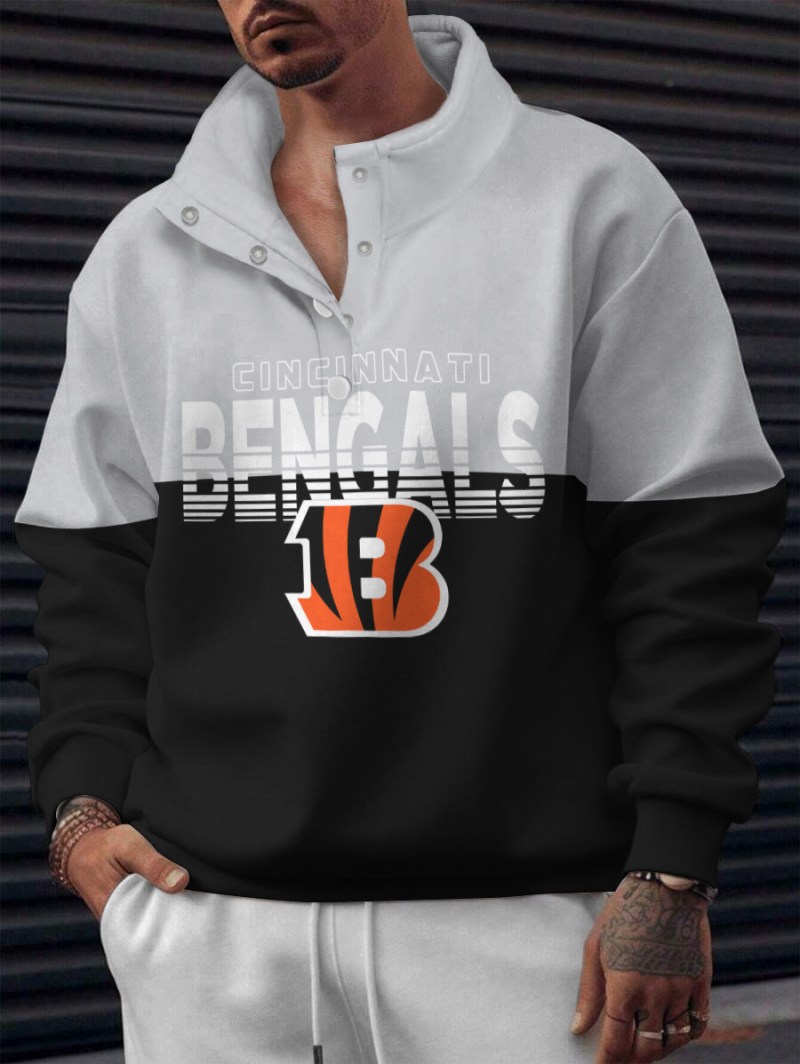 Cincinnati Bengals Casual Colorful Stand Collar Sweatshirt