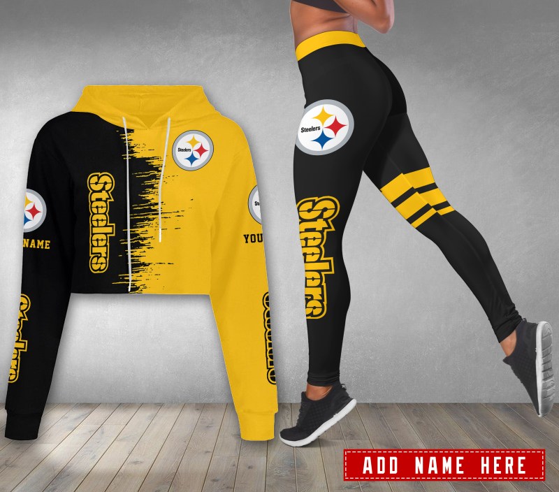 Pittsburgh Steelers Combo Croptop Hoodie And Leggings