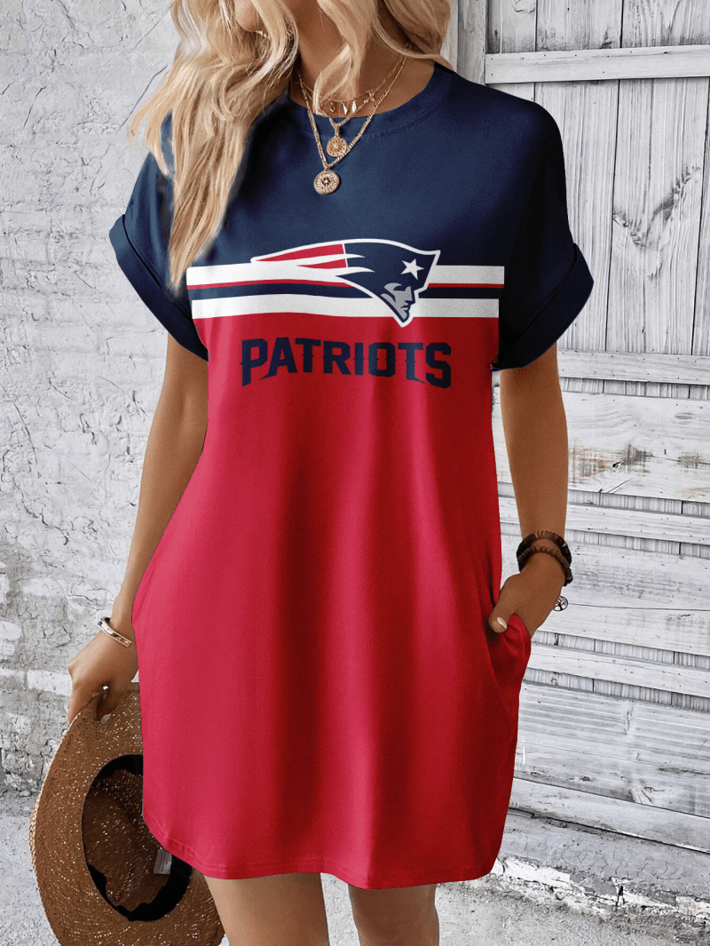 New England Patriots Women's Hidden Pocket Batwing Casual Dress