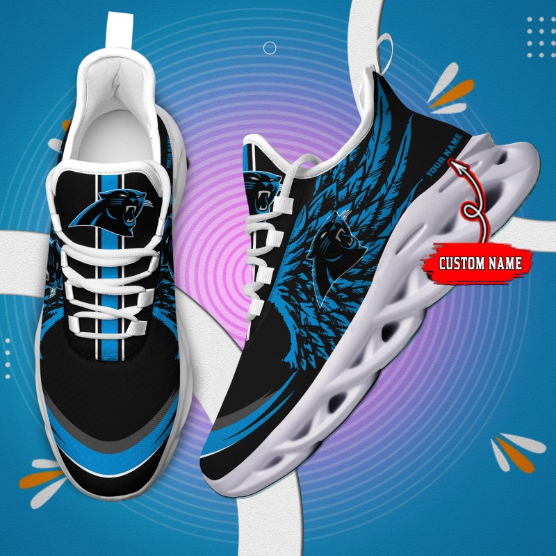 Carolina Panthers Personalized Yezy Running Sneakers