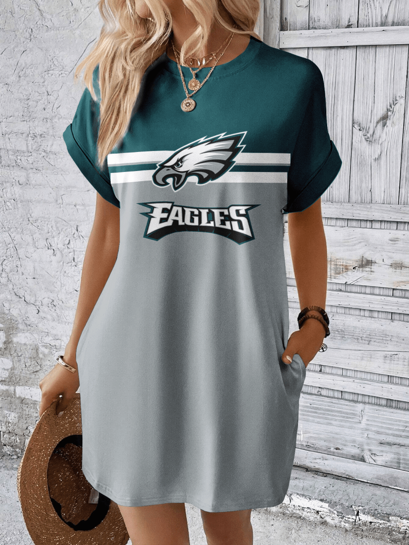 Philadelphia Eagles Women's Hidden Pocket Batwing Casual Dress