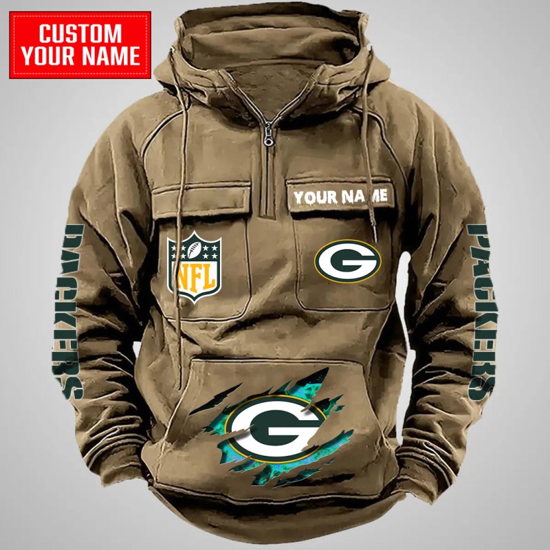 Khaki Green Bay Packers Hoodie