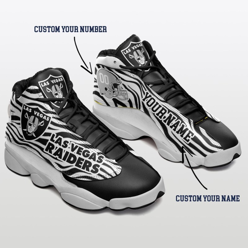 Las Vegas Raiders Personalized AJD13 Sneakers Side View