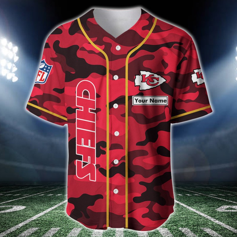 Kansas City Chiefs Personalized Baseball Jersey Front View