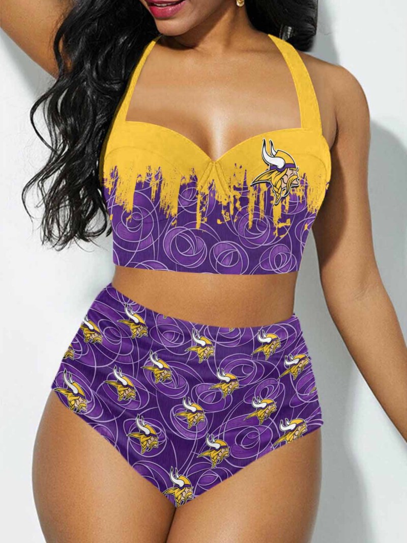 Minnesota Vikings Sexy Print Bikini Swimsuit Front View