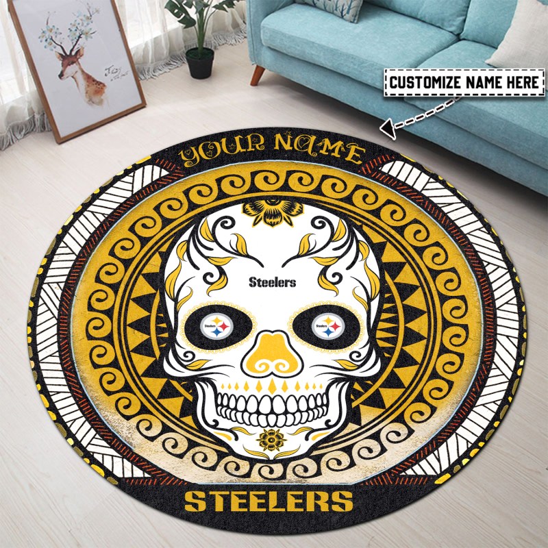 Pittsburgh Steelers Personalized Round Rug image 1