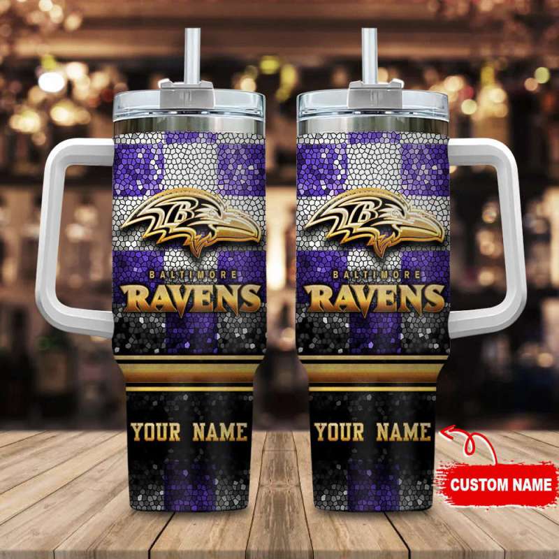 Baltimore Ravens Personalized NFL Glitter 40oz Stanley Tumbler Gift for Fans 1