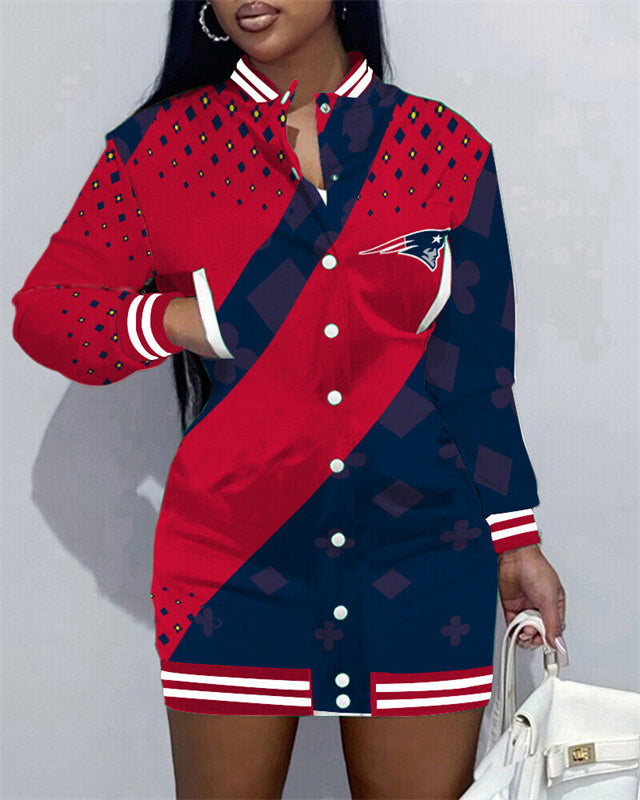 New England Patriots Women's Button Down Jacket Dress