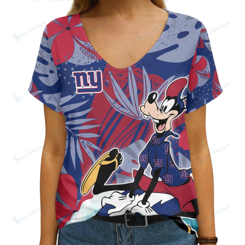 New York Giants Summer V-neck Women T-shirt