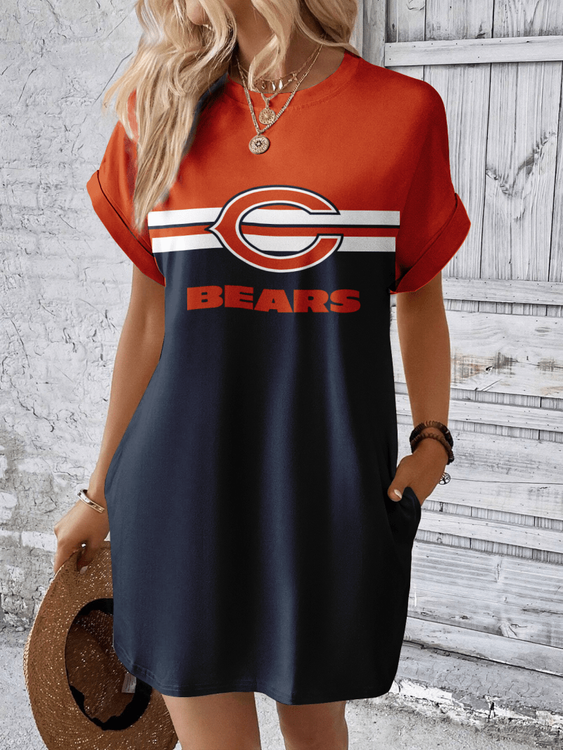 Chicago Bears Women's Hidden Pocket Batwing Casual Dress