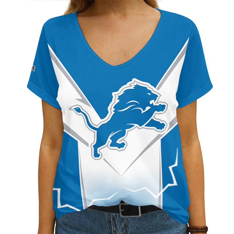 Detroit Lions Personalized V-neck Women T-shirt Image 2