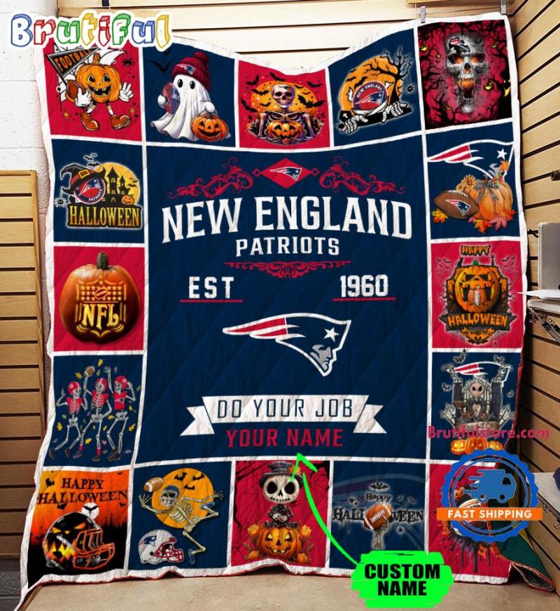 New England Patriots Pumpkin Halloween Quilt Blanket
