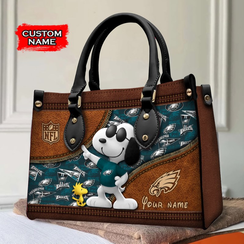 Personalized Philadelphia Eagles Leather Hand Bag Image 3