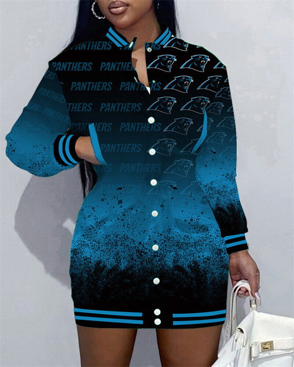 Carolina Panthers Women Button Down Jacket Dress