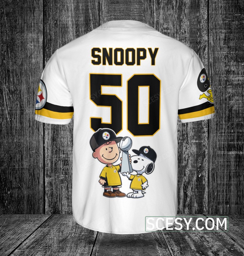 Pittsburgh Steelers Peanut Snoopy Champion Baseball Jersey Side