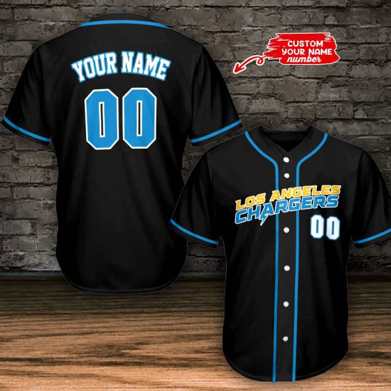 Los Angeles Chargers Black Baseball Jersey