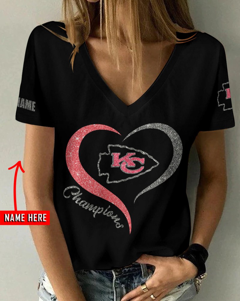 Kansas City Chiefs V-neck T-shirt Image 3