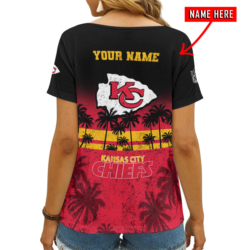 Kansas City Chiefs Personalized V-neck T-shirt - Image 3