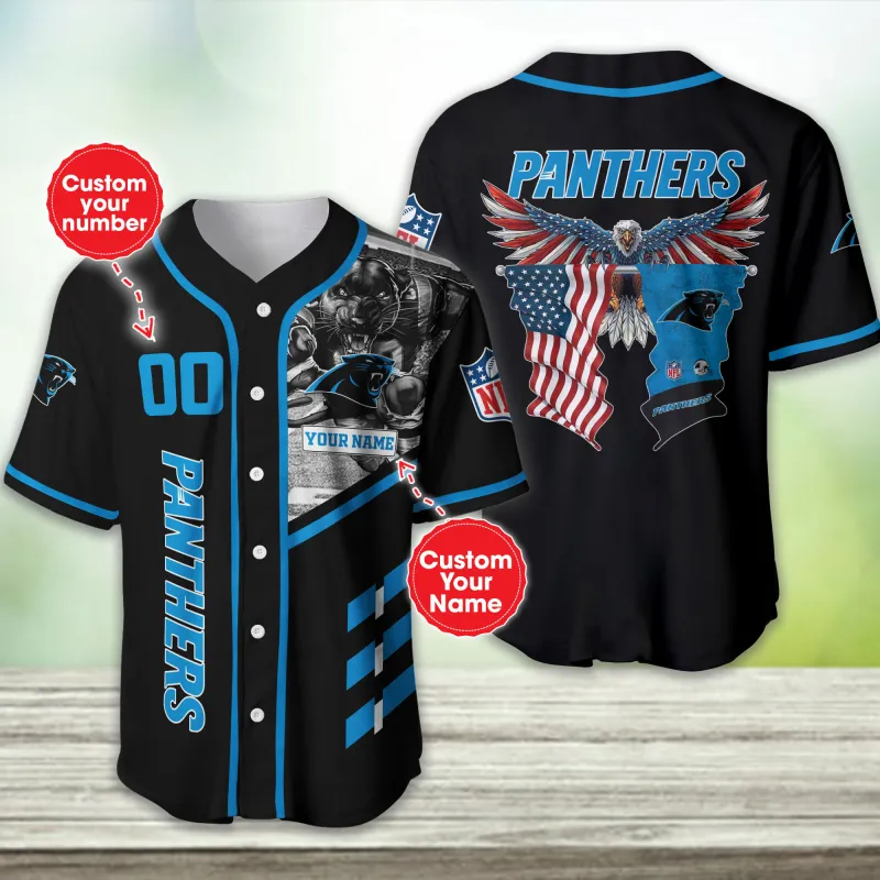 Carolina Panthers Personalized Baseball Jersey