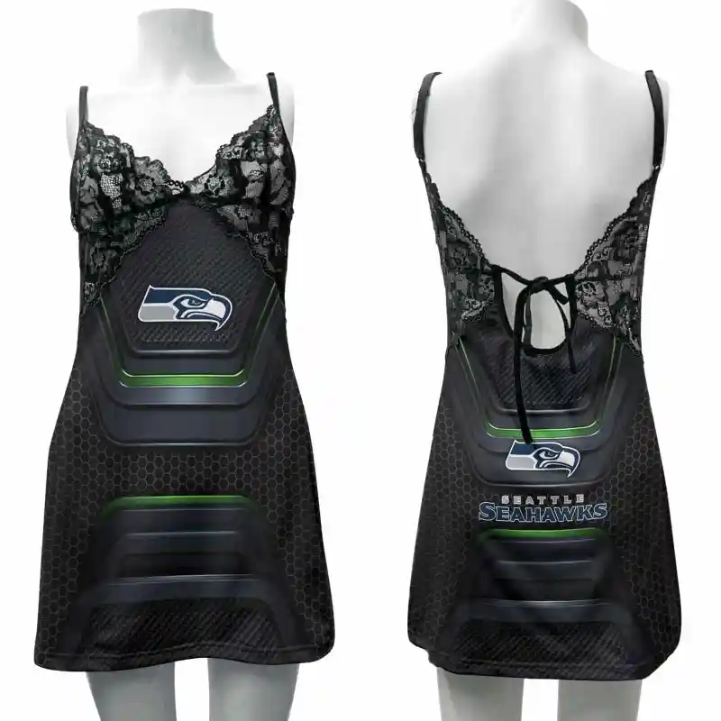 Seattle Seahawks Lace Back Strap Slip Dress