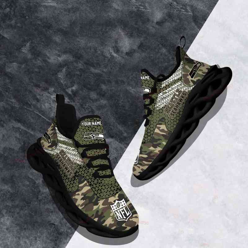 Seattle Seahawks Personalized Yezy Sneakers in Action