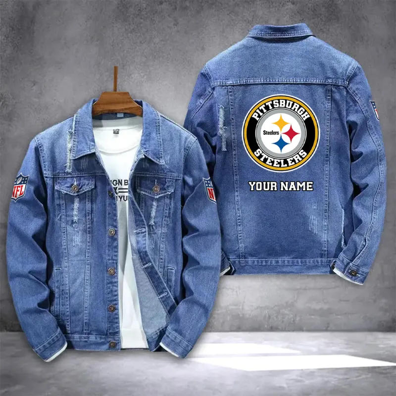 Pittsburgh Steelers Denim Jacket Front View