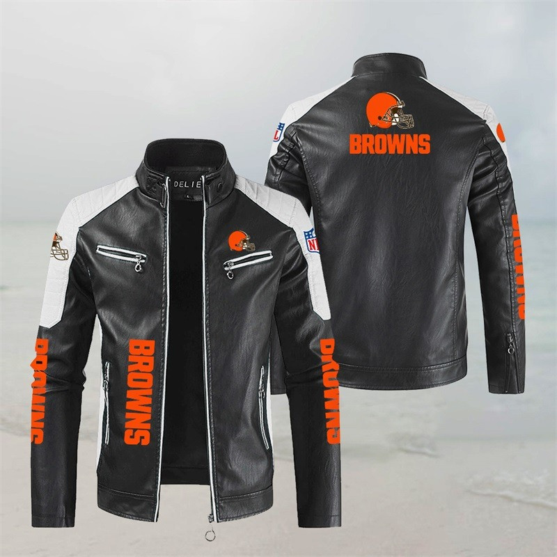 Cleveland Browns Leather Jacket Back View
