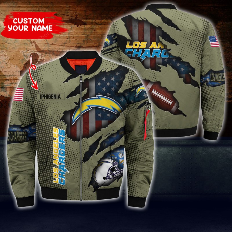 Los Angeles Chargers Personalized Thick Bomber Jacket