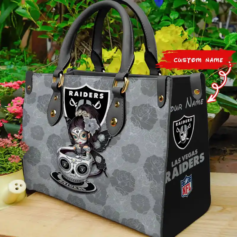 Las Vegas Raiders Personalized Leather Hand Bag BB64