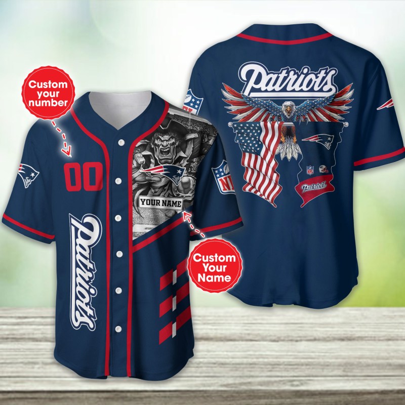 New England Patriots Personalized Baseball Jersey