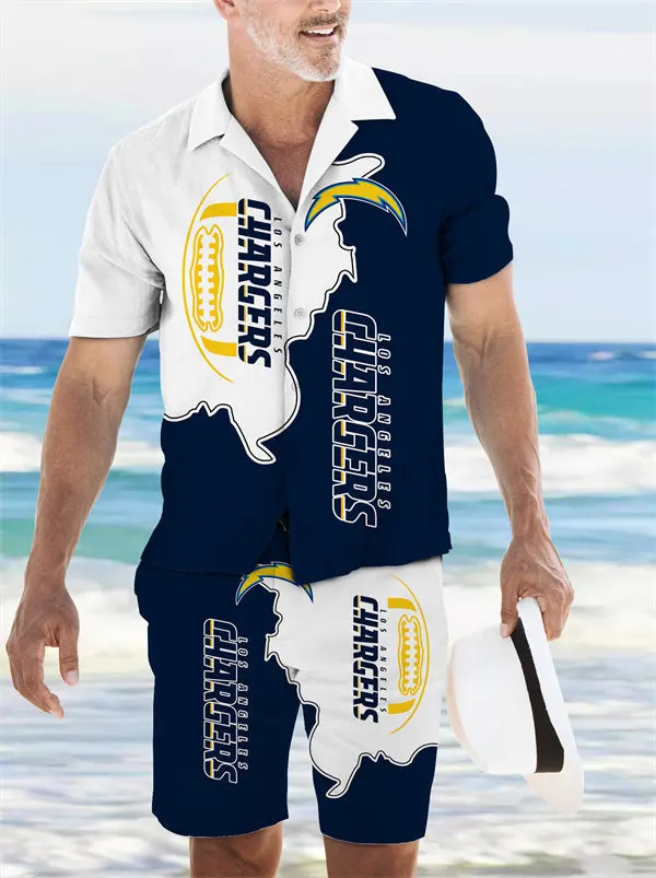 Los Angeles Chargers Hawaiian Shirt and Shorts Combo