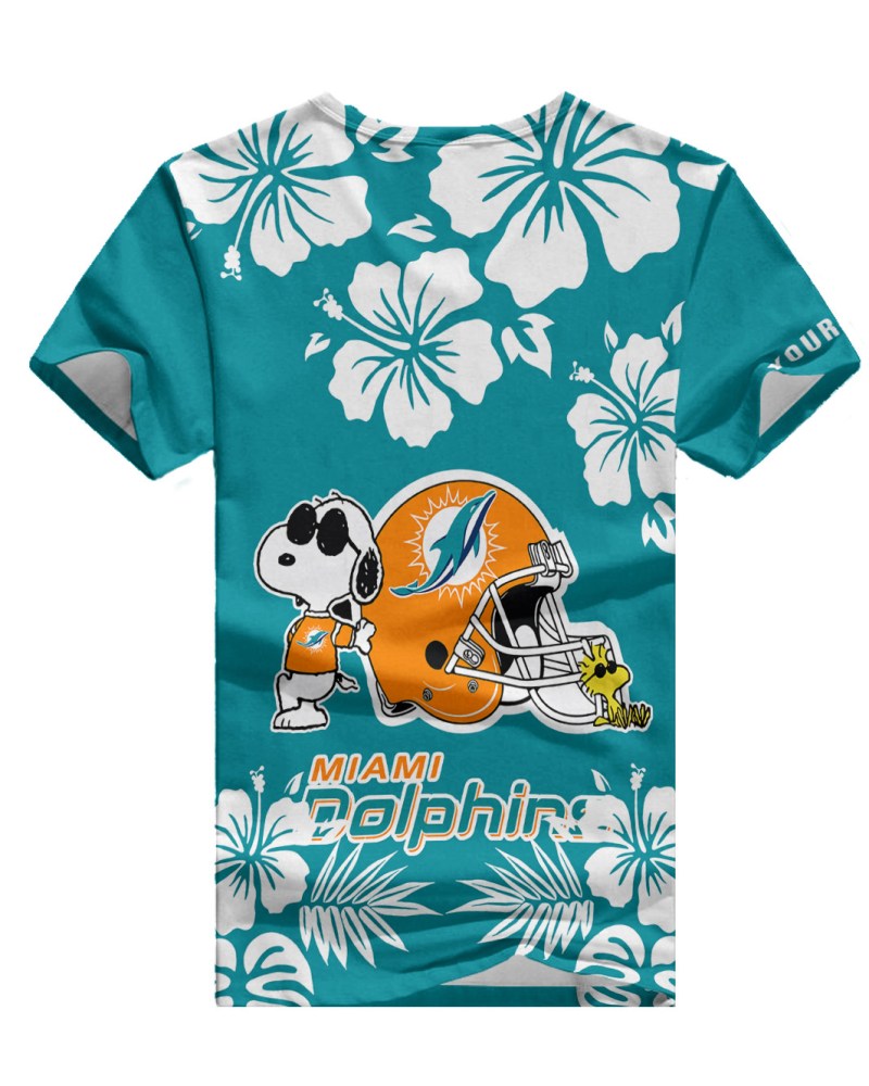 Miami Dolphins Personalized V-neck Women T-shirt Back