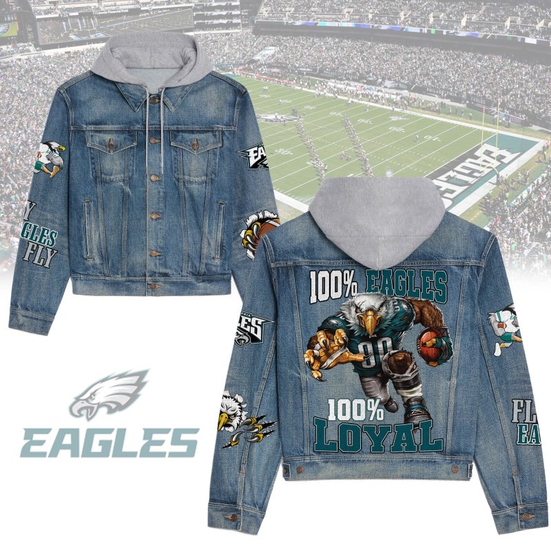 Philadelphia Eagles Hooded Denim Jacket Image 1