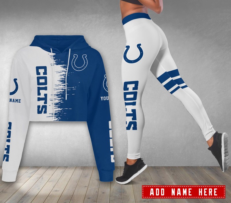 Indianapolis Colts Combo Croptop Hoodie and Leggings