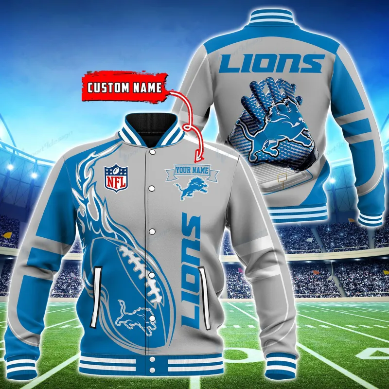 Detroit Lions Personalized Baseball Jacket