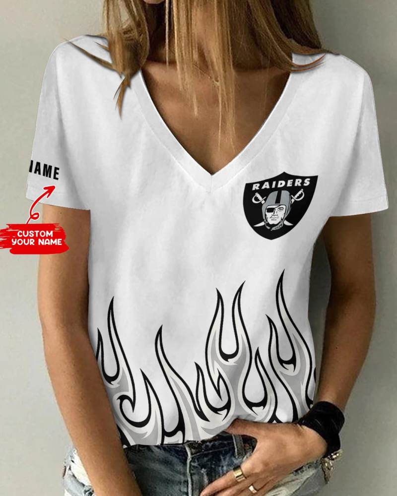 Las Vegas Raiders Personalized V-neck Women T-shirt