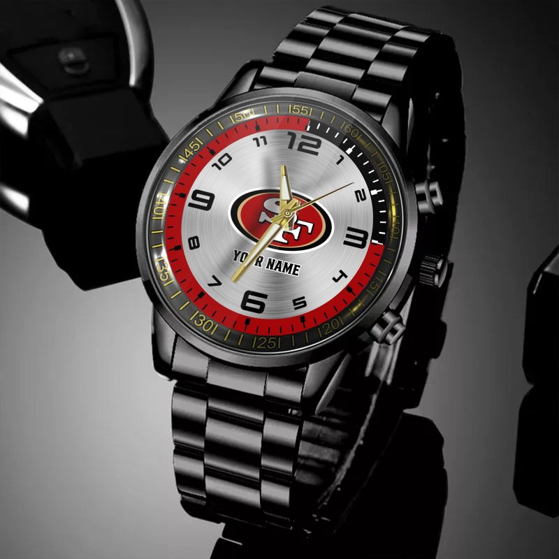 San Francisco 49ers NFL Personalized Black Hand Watch