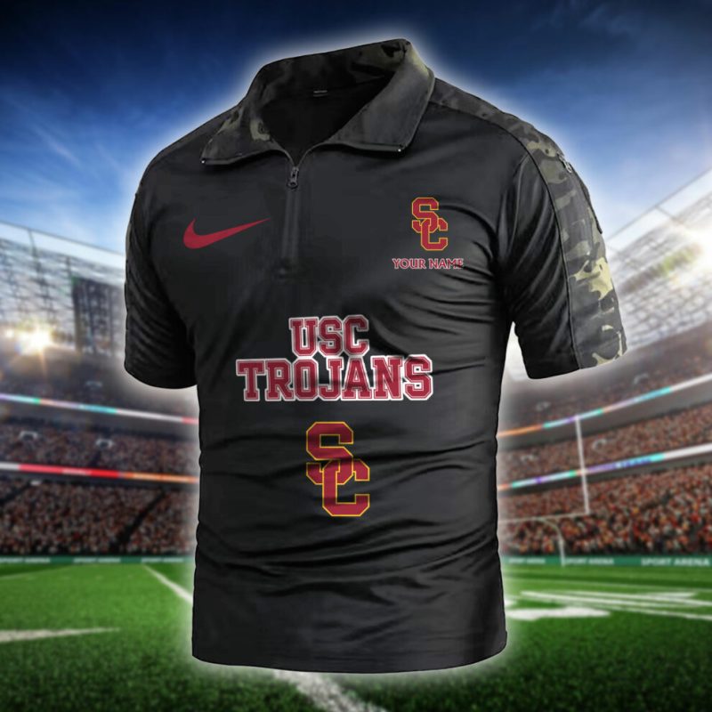 USC Trojans Army Polo Shirt in Black Camo