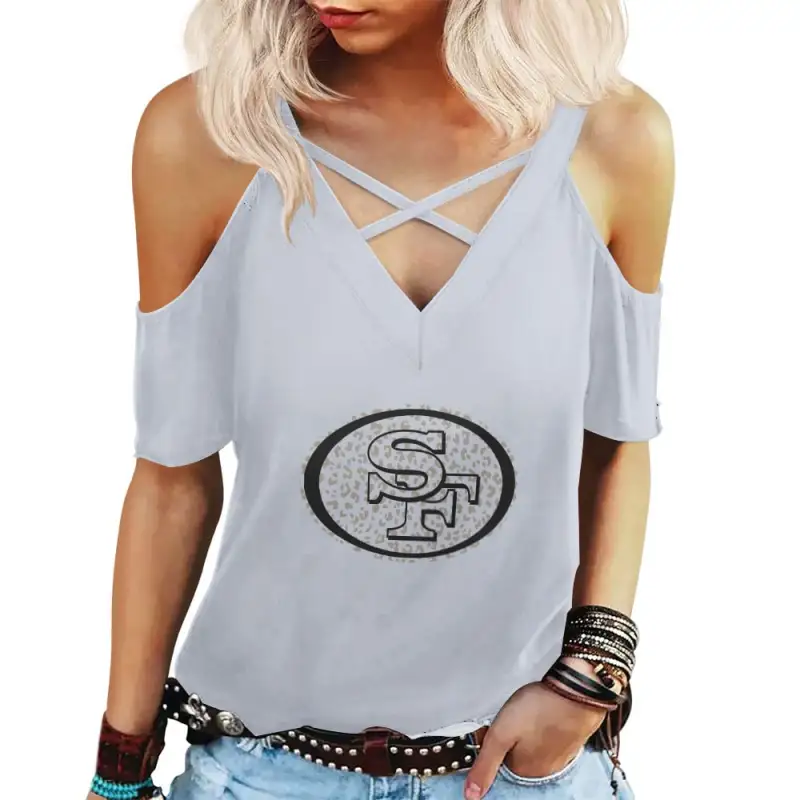San Francisco 49ers Miss Hollow Out Blouse Shirt BGMHS058 1 San Francisco 49ers Miss Hollow Out Blouse Shirt