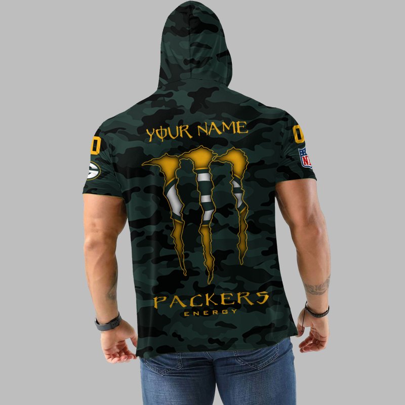 Green Bay Packers Personalized Camo Short Sleeve Hoodie Side
