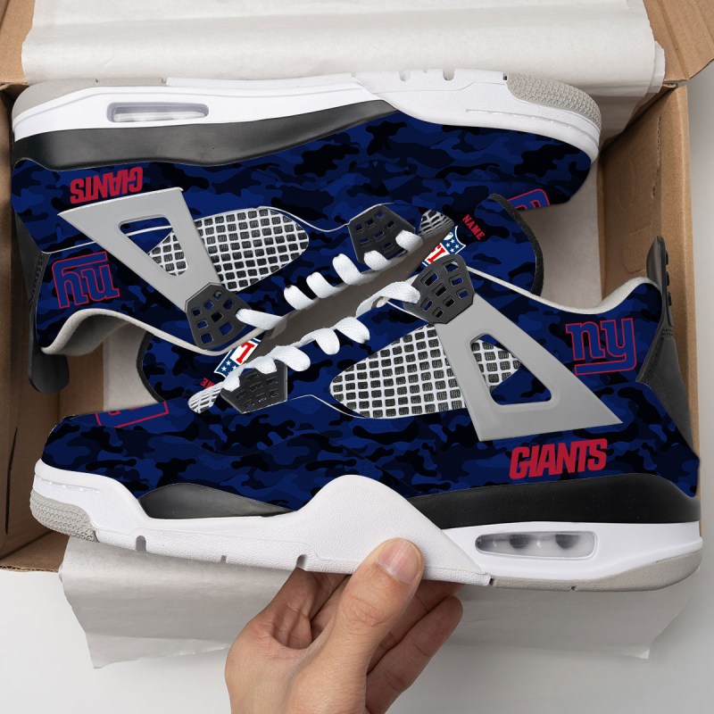 New York Giants Camo Personalized AJ4 Sneaker