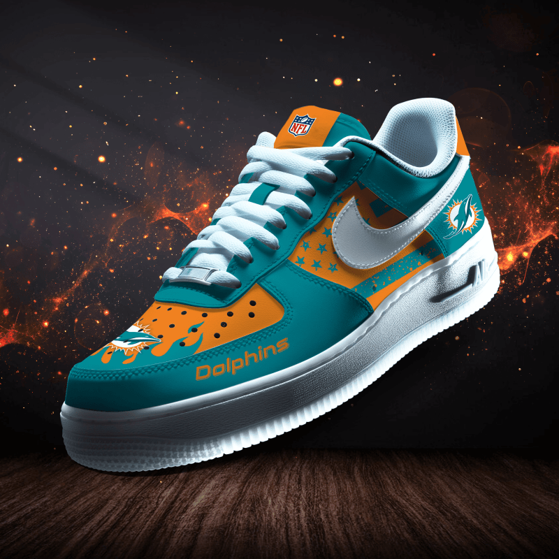 Miami Dolphins Personalized AF1-1 Logo Pattern Sneakers