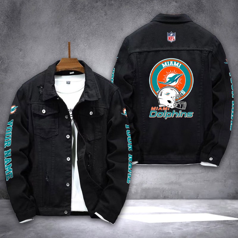 Miami Dolphins Denim Jacket Back