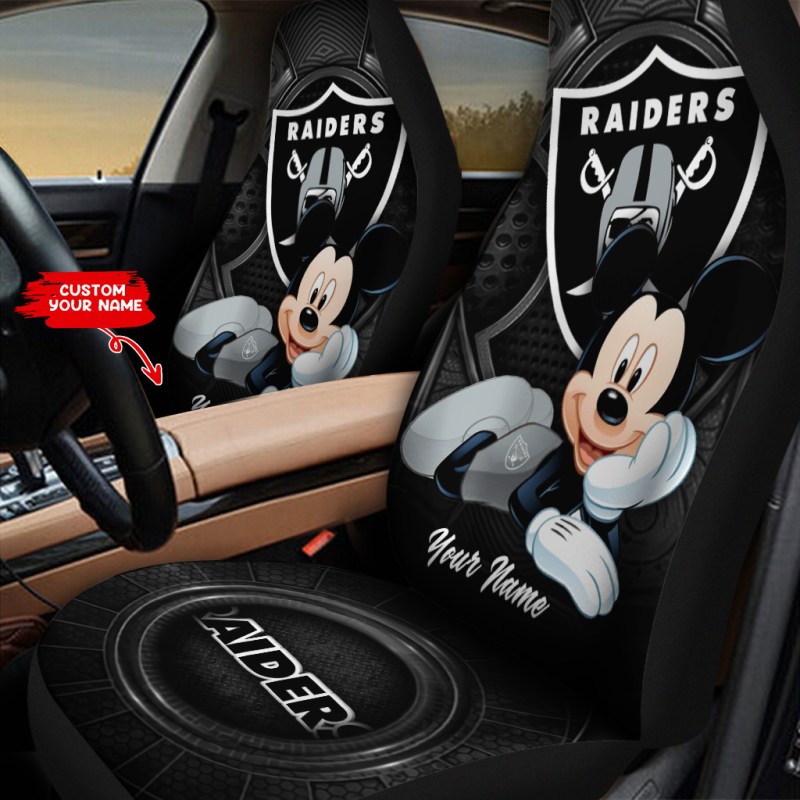 Close-up of Las Vegas Raiders Car Seat Covers