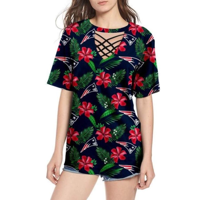 New England Patriots Women's Summer String Short Sleeve Shirt
